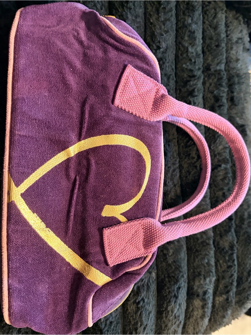 Victorias Secret Purple and Pink Heart Canvas Tote Bag